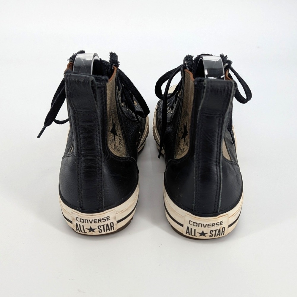 Converse Chuck Taylor All Star Black Leather High Top Sneakers Boot Women 8 - Picture 6 of 8